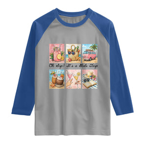 Oh Sip It Is A Girls Trip Raglan Shirt Beach Trip Best Friends Gift TS12 Sport Gray Royal Print Your Wear