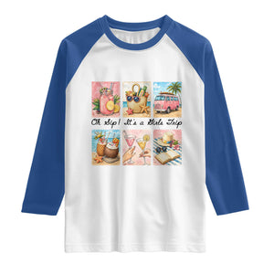 Oh Sip It Is A Girls Trip Raglan Shirt Beach Trip Best Friends Gift TS12 White Royal Print Your Wear