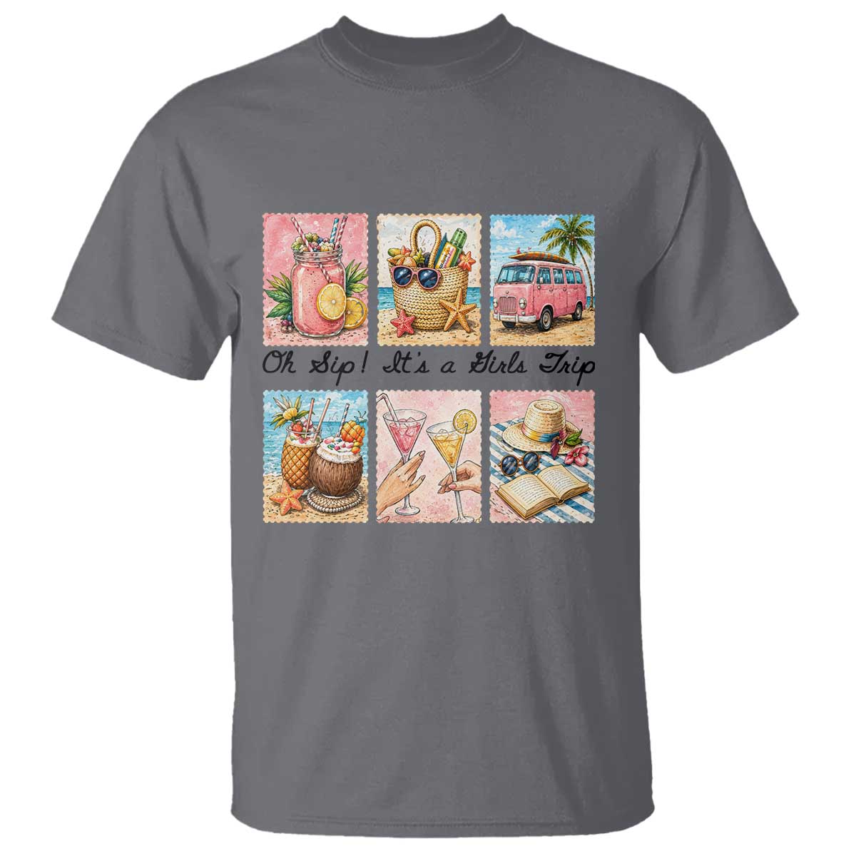 Oh Sip It Is A Girls Trip T Shirt Beach Trip Best Friends Gift TS12 Charcoal Print Your Wear