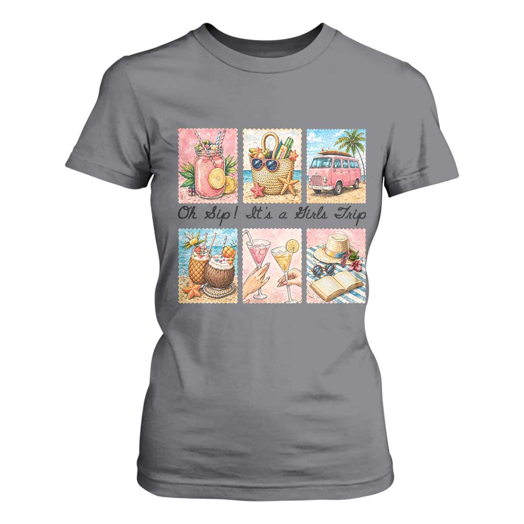 Oh Sip It Is A Girls Trip T Shirt For Women Beach Trip Best Friends Gift TS12 Charcoal Print Your Wear