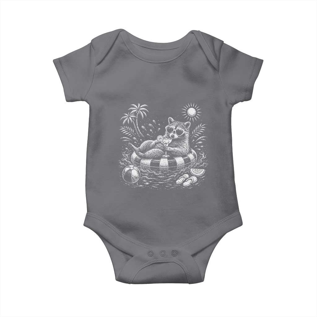 Funny Beach Vacation Trash Panda Baby Onesie Summer Raccoon Graphic TS12 Charcoal Print Your Wear