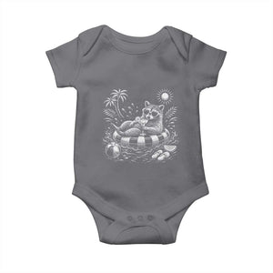 Funny Beach Vacation Trash Panda Baby Onesie Summer Raccoon Graphic TS12 Charcoal Print Your Wear