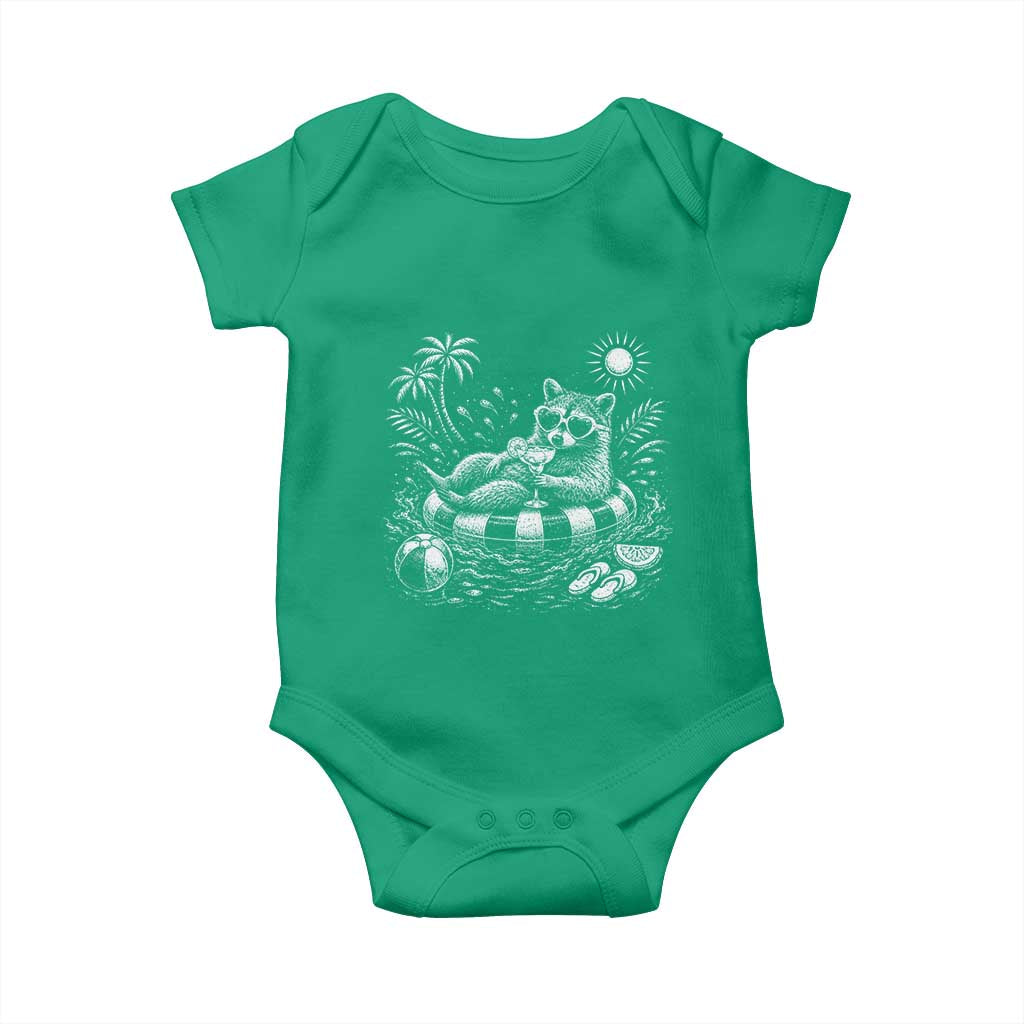 Funny Beach Vacation Trash Panda Baby Onesie Summer Raccoon Graphic TS12 Irish Green Print Your Wear