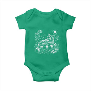 Funny Beach Vacation Trash Panda Baby Onesie Summer Raccoon Graphic TS12 Irish Green Print Your Wear