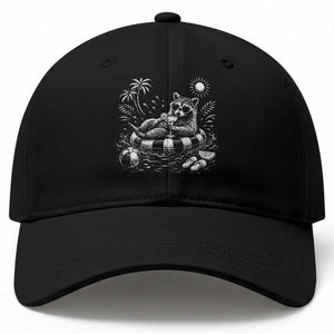 Funny Beach Vacation Trash Panda Baseball Cap Summer Raccoon Graphic
