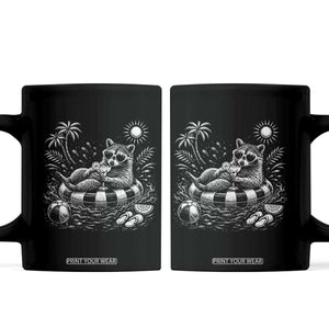 Funny Beach Vacation Trash Panda Coffee Mug Summer Raccoon Graphic TS12 Black Print Your Wear