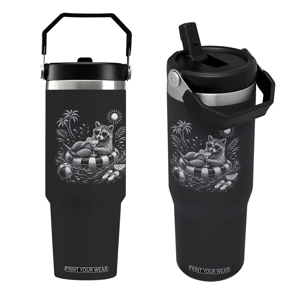 Funny Beach Vacation Trash Panda Flip Straw Tumbler Summer Raccoon Graphic TS12 One Size: 30 oz Black Print Your Wear