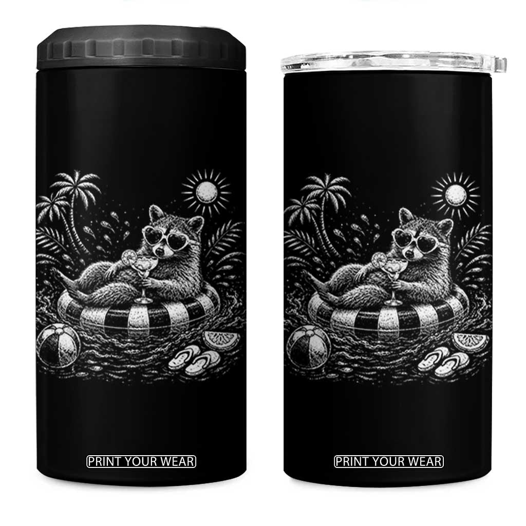 Funny Beach Vacation Trash Panda 4 in 1 Can Cooler Tumbler Summer Raccoon Graphic TS12 One Size: 16 oz Black Print Your Wear