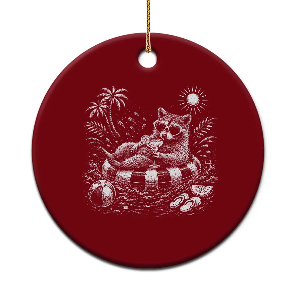 Funny Beach Vacation Trash Panda Ceramic Ornament Summer Raccoon Graphic TS12 1pc Red Print Your Wear