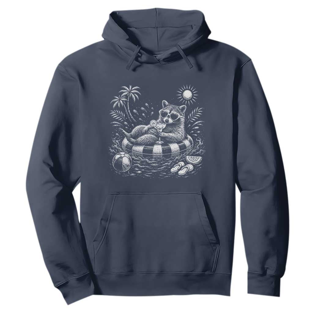 Funny Beach Vacation Trash Panda Hoodie Summer Raccoon Graphic TS12 Navy Print Your Wear