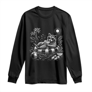 Funny Beach Vacation Trash Panda Long Sleeve Shirt Summer Raccoon Graphic TS12 Black Print Your Wear