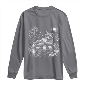 Funny Beach Vacation Trash Panda Long Sleeve Shirt Summer Raccoon Graphic TS12 Charcoal Print Your Wear