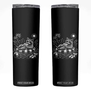 Funny Beach Vacation Trash Panda Skinny Tumbler Summer Raccoon Graphic TS12 Black Print Your Wear