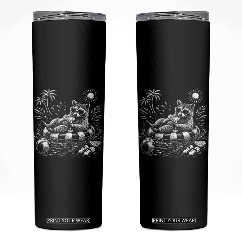Funny Beach Vacation Trash Panda Skinny Tumbler Summer Raccoon Graphic TS12 Black Print Your Wear