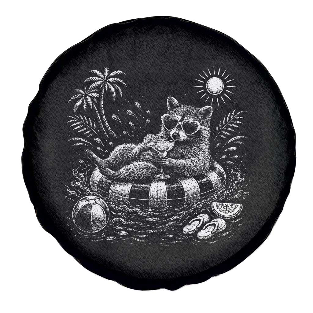 Funny Beach Vacation Trash Panda Spare Tire Cover Summer Raccoon Graphic TS12 Print Your Wear