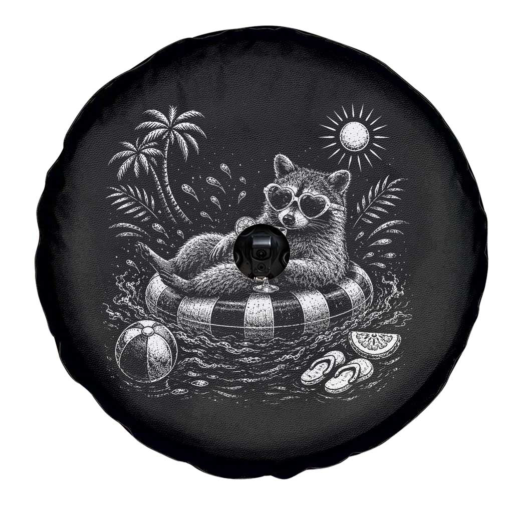 Funny Beach Vacation Trash Panda Spare Tire Cover Summer Raccoon Graphic TS12 Print Your Wear