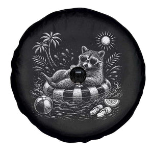 Funny Beach Vacation Trash Panda Spare Tire Cover Summer Raccoon Graphic TS12 Print Your Wear