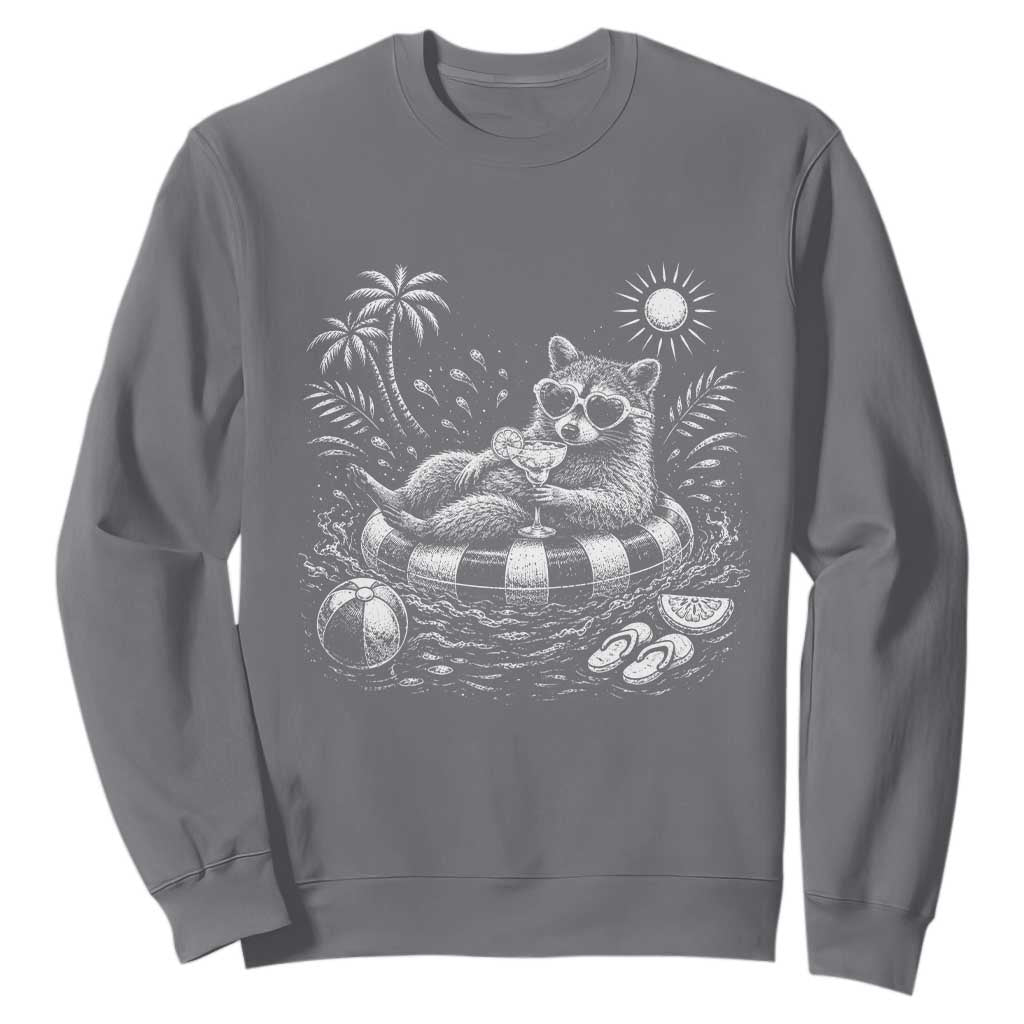 Funny Beach Vacation Trash Panda Sweatshirt Summer Raccoon Graphic