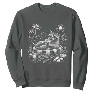 Funny Beach Vacation Trash Panda Sweatshirt Summer Raccoon Graphic