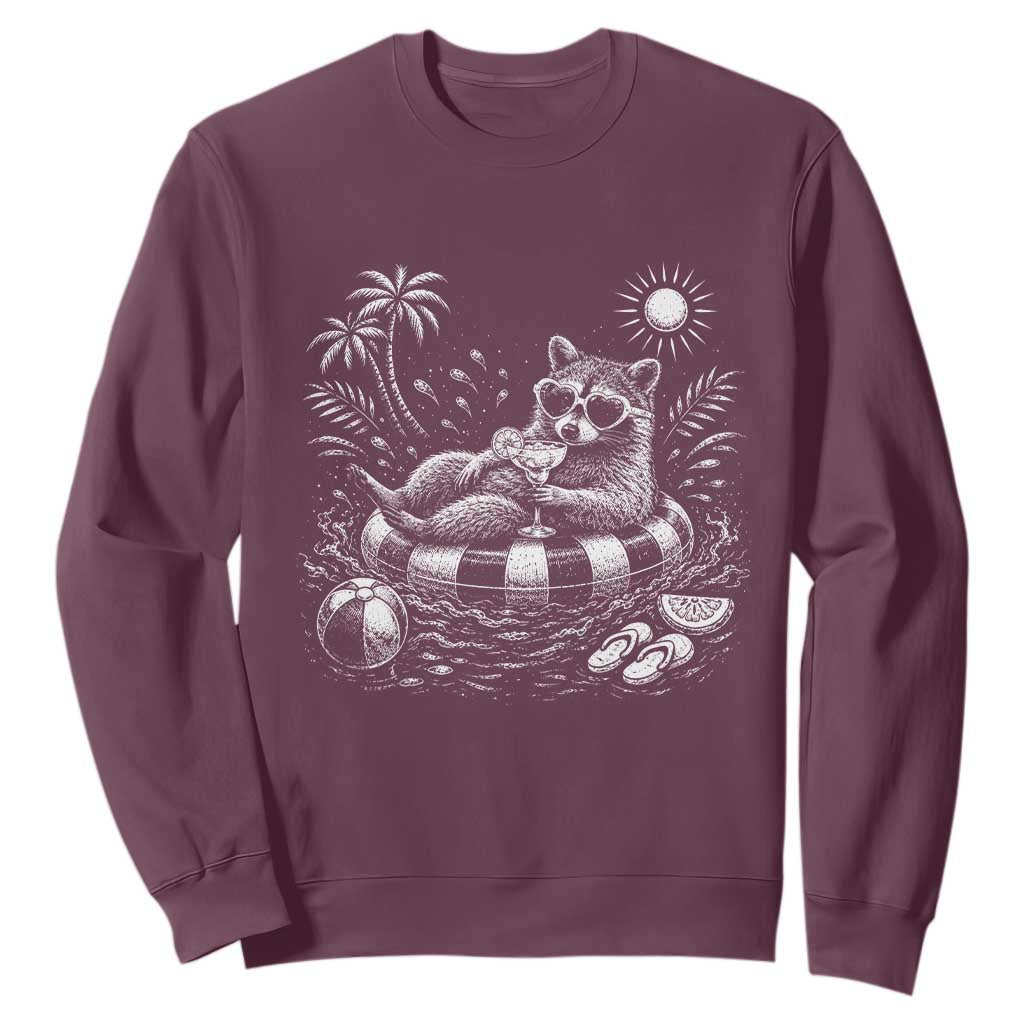 Funny Beach Vacation Trash Panda Sweatshirt Summer Raccoon Graphic