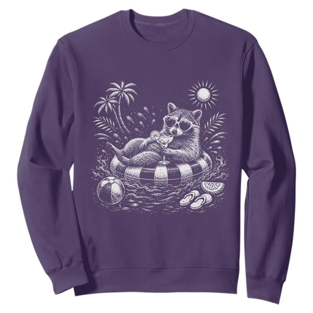 Funny Beach Vacation Trash Panda Sweatshirt Summer Raccoon Graphic