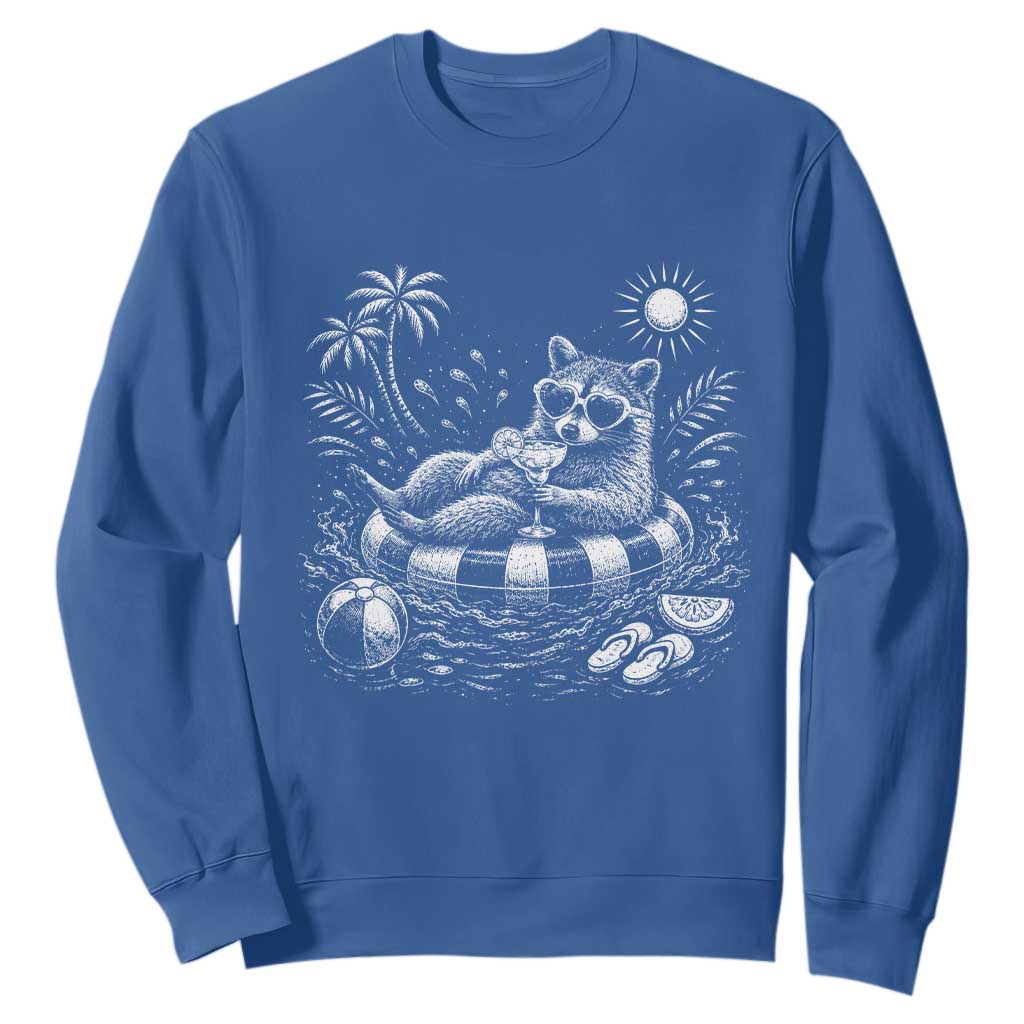 Funny Beach Vacation Trash Panda Sweatshirt Summer Raccoon Graphic