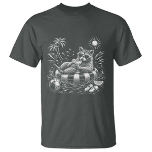 Funny Beach Vacation Trash Panda T Shirt Summer Raccoon Graphic TS12 Dark Heather Print Your Wear