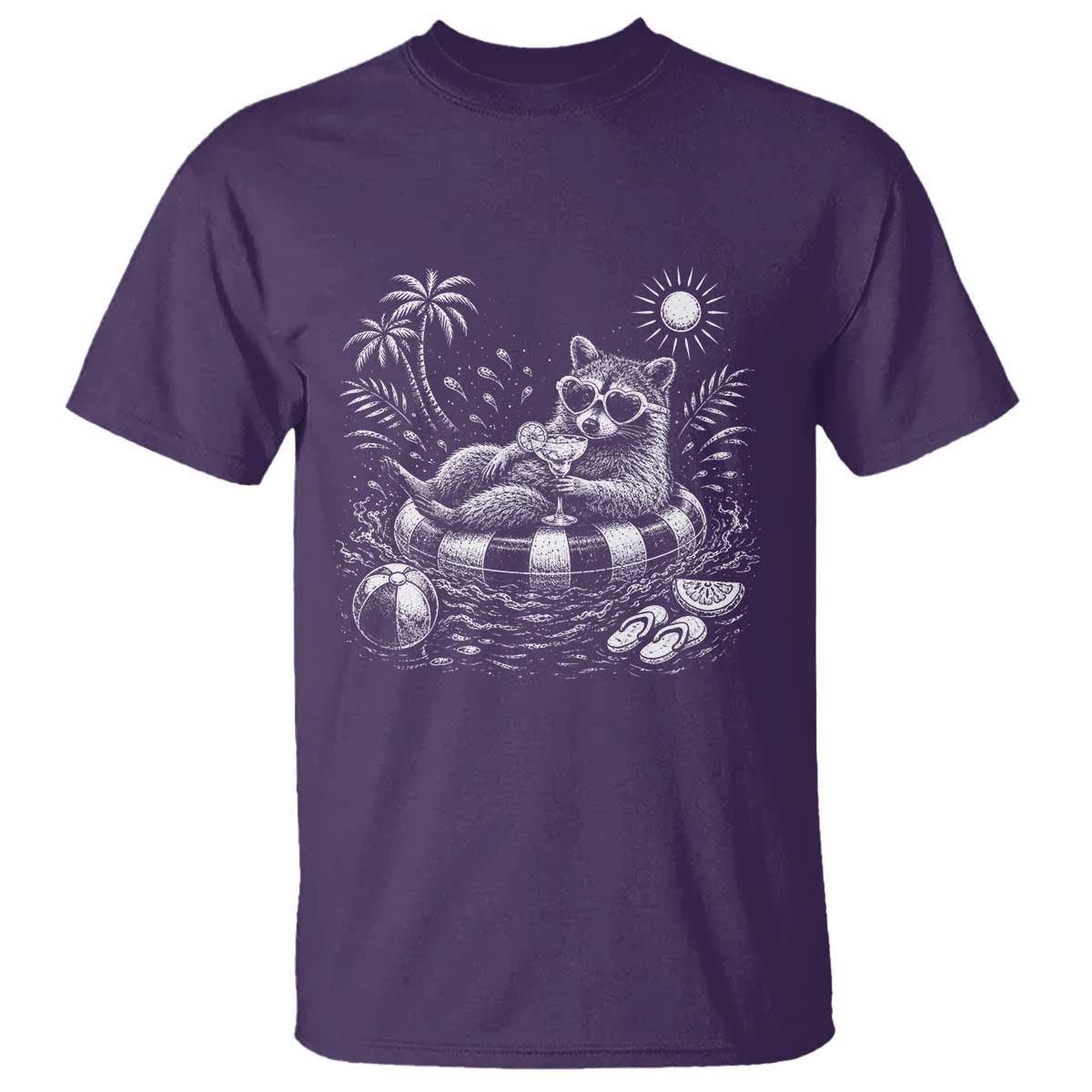 Funny Beach Vacation Trash Panda T Shirt Summer Raccoon Graphic TS12 Purple Print Your Wear