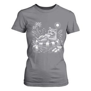 Funny Beach Vacation Trash Panda T Shirt For Women Summer Raccoon Graphic TS12 Charcoal Print Your Wear
