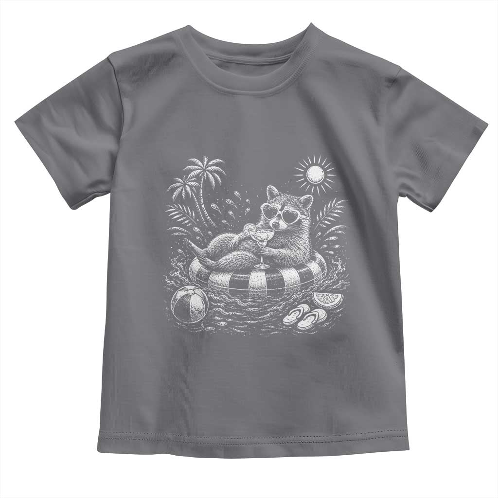Funny Beach Vacation Trash Panda Toddler T Shirt Summer Raccoon Graphic TS12 Charcoal Print Your Wear
