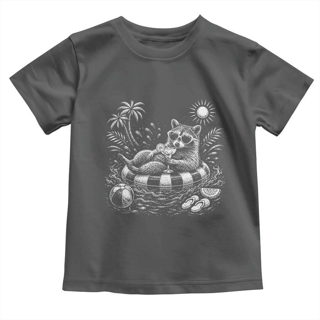 Funny Beach Vacation Trash Panda Toddler T Shirt Summer Raccoon Graphic TS12 Dark Heather Print Your Wear