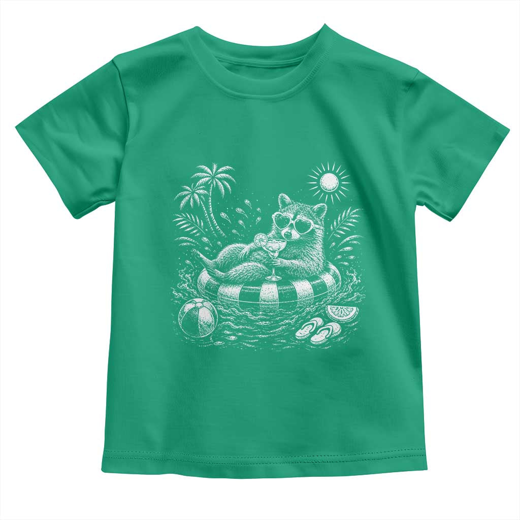Funny Beach Vacation Trash Panda Toddler T Shirt Summer Raccoon Graphic TS12 Irish Green Print Your Wear