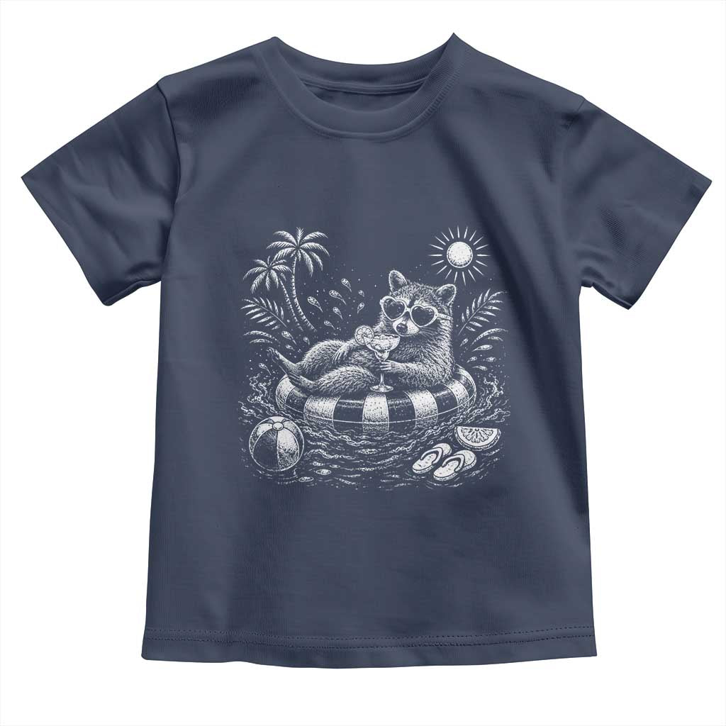 Funny Beach Vacation Trash Panda Toddler T Shirt Summer Raccoon Graphic TS12 Navy Print Your Wear