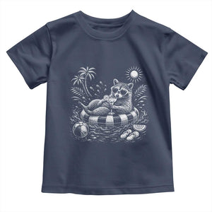 Funny Beach Vacation Trash Panda Toddler T Shirt Summer Raccoon Graphic TS12 Navy Print Your Wear