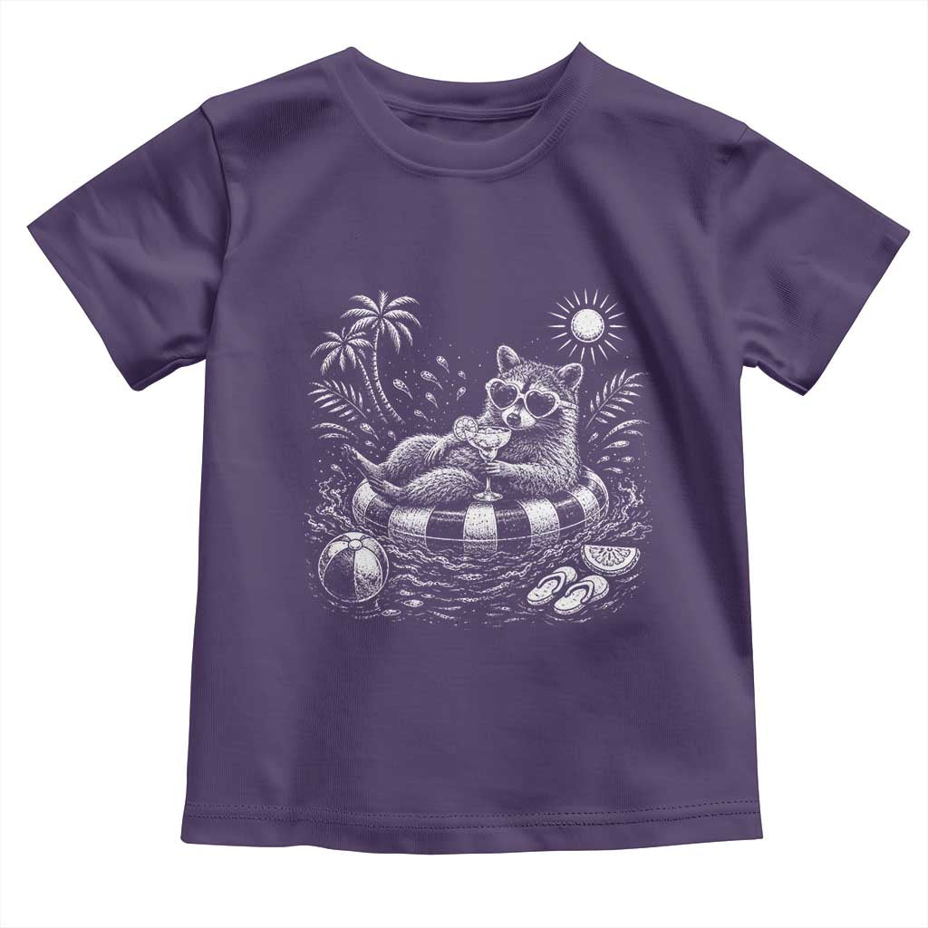 Funny Beach Vacation Trash Panda Toddler T Shirt Summer Raccoon Graphic TS12 Purple Print Your Wear