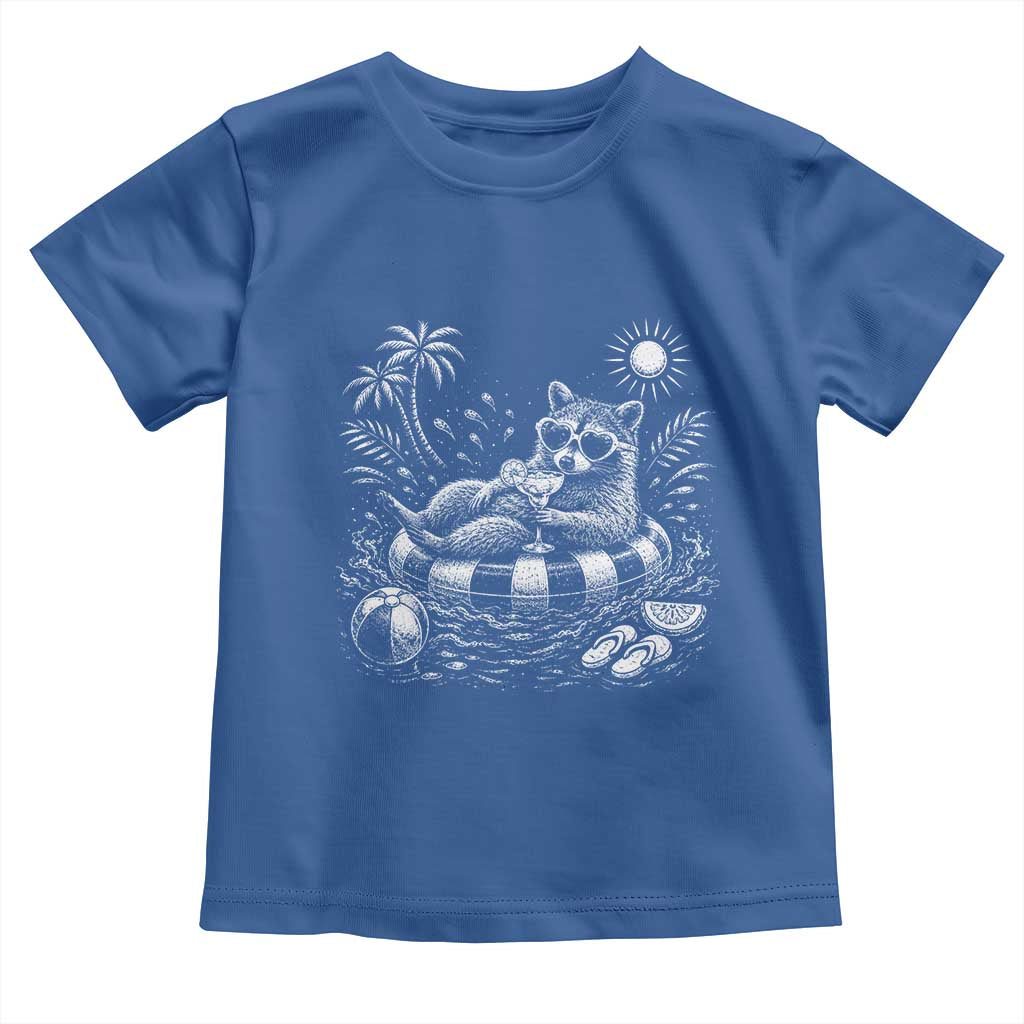 Funny Beach Vacation Trash Panda Toddler T Shirt Summer Raccoon Graphic TS12 Royal Blue Print Your Wear