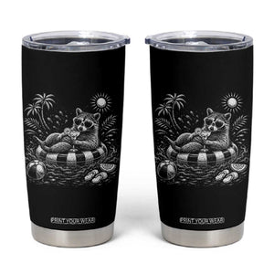 Funny Beach Vacation Trash Panda Tumbler Cup Summer Raccoon Graphic TS12 Black Print Your Wear