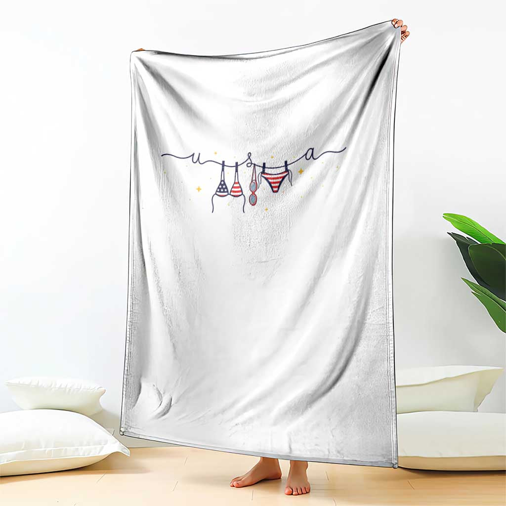 Patriotic American Flag Bikini Throw Blanket USA Summer Vacation Gift TS12 Print Your Wear