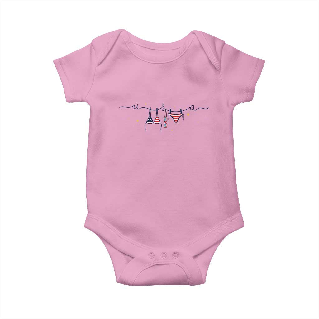 Patriotic American Flag Bikini Baby Onesie USA Summer Vacation Gift TS12 Light Pink Print Your Wear