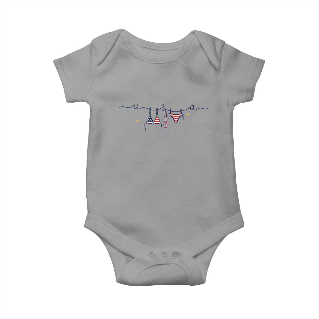 Patriotic American Flag Bikini Baby Onesie USA Summer Vacation Gift TS12 Sport Gray Print Your Wear