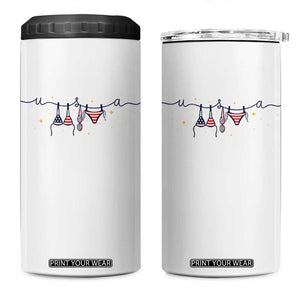 Patriotic American Flag Bikini 4 in 1 Can Cooler Tumbler USA Summer Vacation Gift TS12 One Size: 16 oz White Print Your Wear