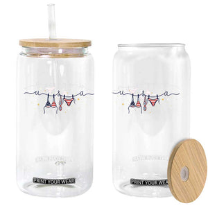 Patriotic American Flag Bikini Glass Can USA Summer Vacation Gift