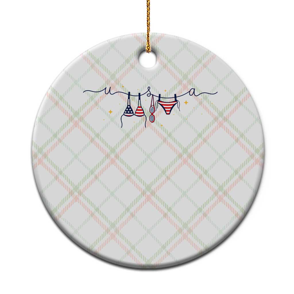 Patriotic American Flag Bikini Ceramic Ornament USA Summer Vacation Gift TS12 1pc Christmas Plaid Print Your Wear