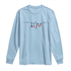 Patriotic American Flag Bikini Long Sleeve Shirt USA Summer Vacation Gift TS12 Light Blue Print Your Wear