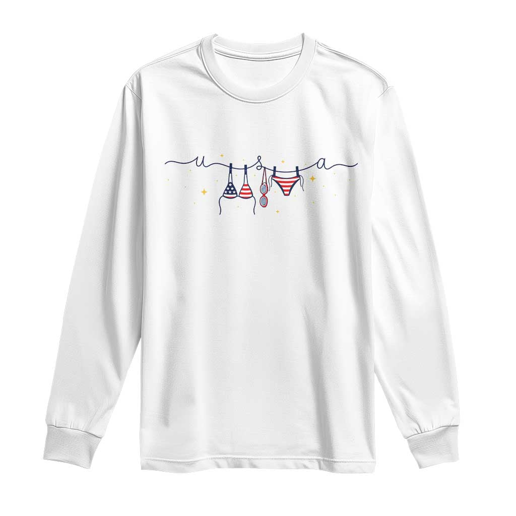 Patriotic American Flag Bikini Long Sleeve Shirt USA Summer Vacation Gift TS12 White Print Your Wear