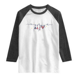 Patriotic American Flag Bikini Raglan Shirt USA Summer Vacation Gift TS12 White Heather Charcoal Print Your Wear