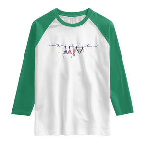 Patriotic American Flag Bikini Raglan Shirt USA Summer Vacation Gift TS12 White Kelly Green Print Your Wear
