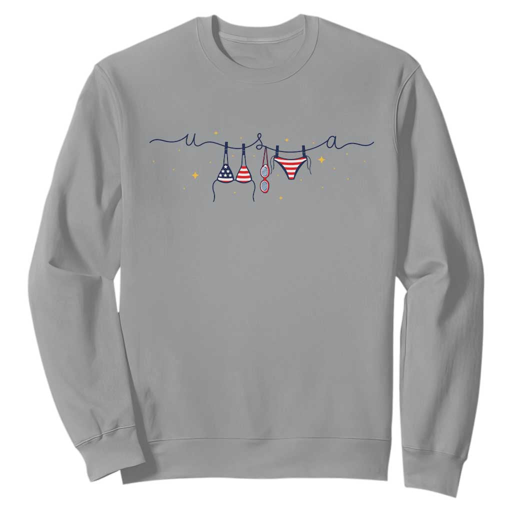 Patriotic American Flag Bikini Sweatshirt USA Summer Vacation Gift TS12 Sport Gray Print Your Wear