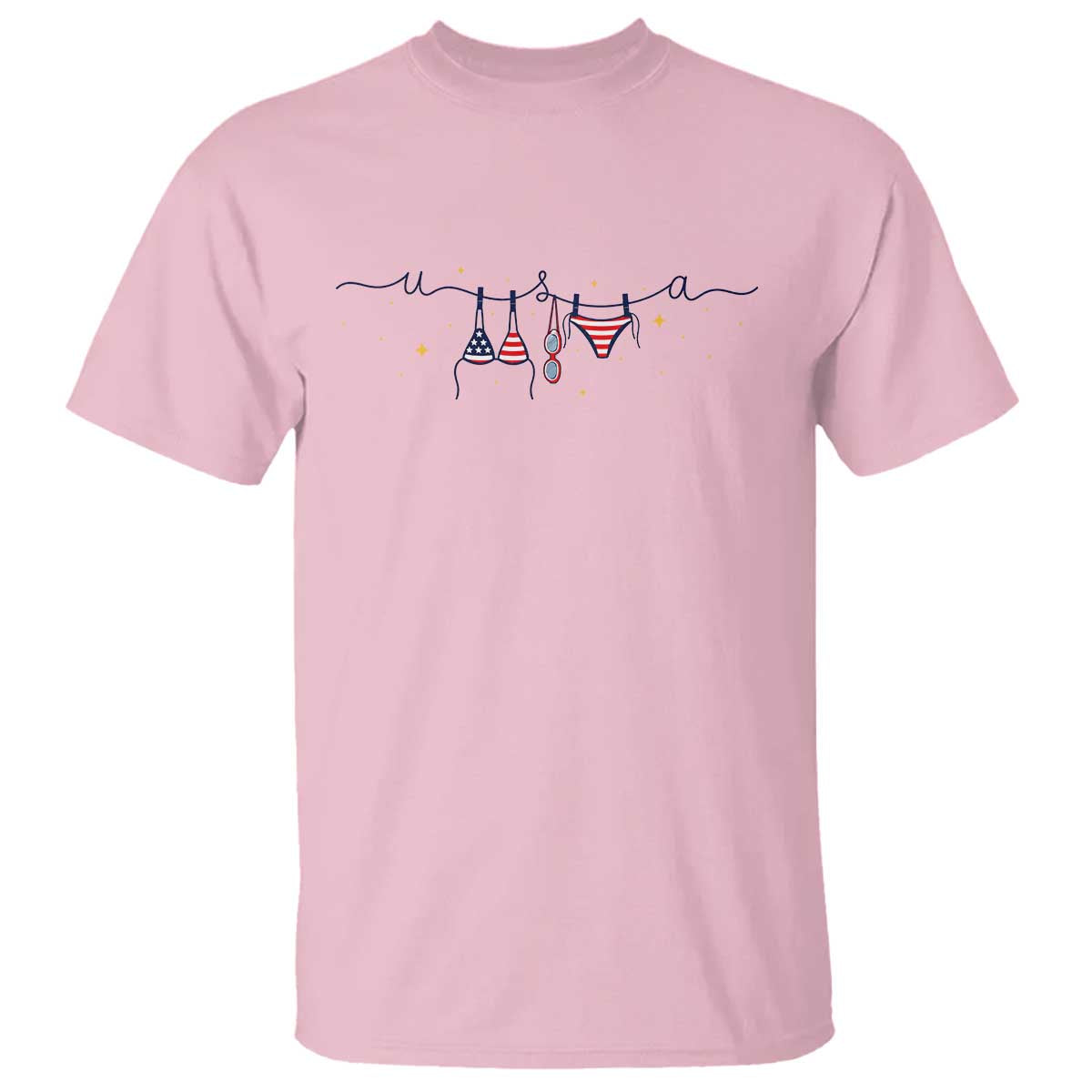 Patriotic American Flag Bikini T Shirt USA Summer Vacation Gift TS12 Light Pink Print Your Wear