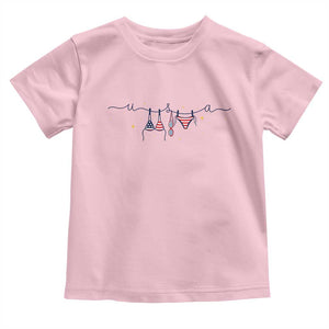 Patriotic American Flag Bikini Toddler T Shirt USA Summer Vacation Gift TS12 Light Pink Print Your Wear